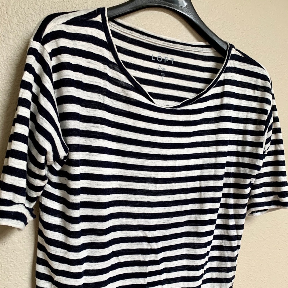 Loft black white stripe top S